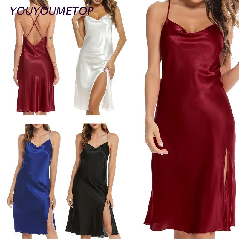 Đầm Ngủ Hai Dây Bằng Satin Gợi Cảm Cho Nữ