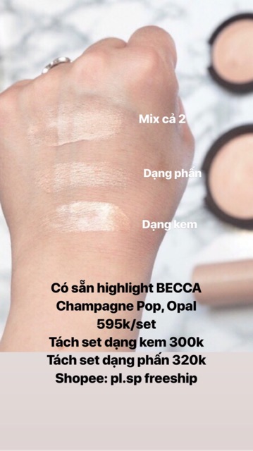 [CÒN TÁCH SET DẠNG KEM] Tách set phấn bắt sáng highlight Becca Glow On The Go