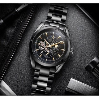 Đồng hồ cơ tevise mặt tròn dây inox