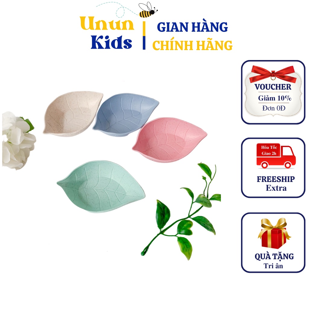 Bát Ăn Dặm Lúa Mạch Hình Lá Mini 50ml FreeBPA, Chén Đựng Nước Chấm Phương Pháp Tập Ăn Kiểu Nhật Bản - UNUN KIDS
