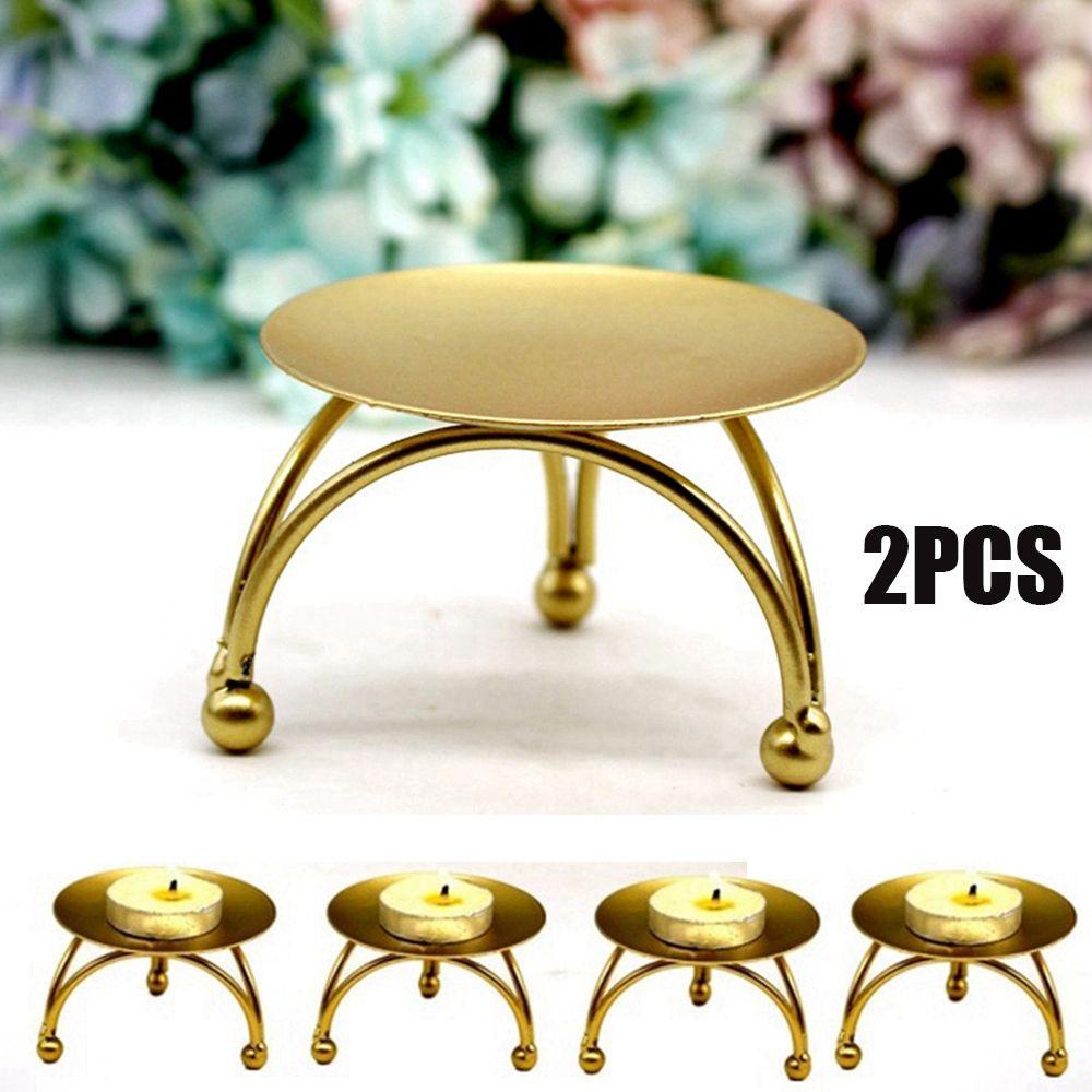 LLOYD Set 2 Chân Nến Bằng Sắt Họa Tiết Hình Học Trang Trí Nhà Cửa / Tiệc Cưới