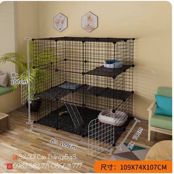 CHUỒNG QUÂY THÚ CƯNG 3 TẦNG-Kích thước 111x111x74cm, chuồng mèo, lồng chó mèo đẹp rộng