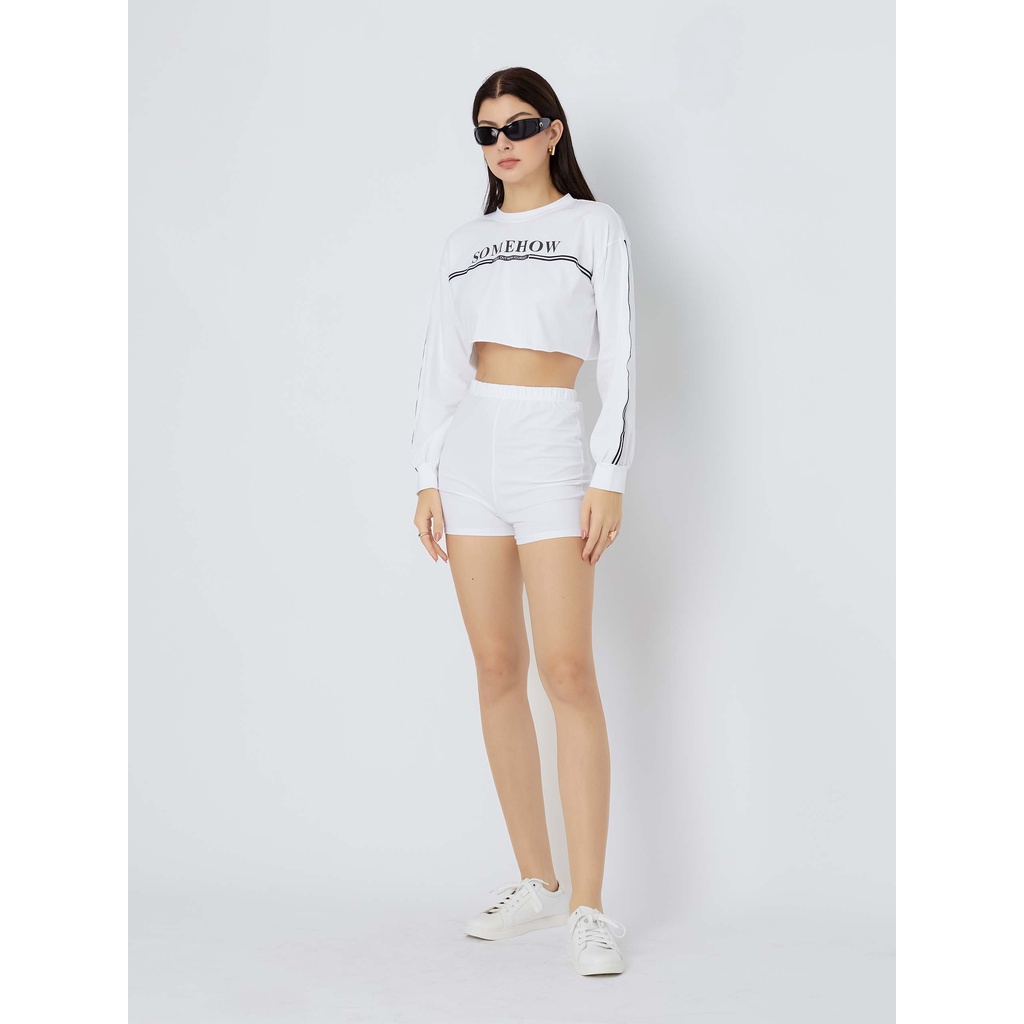 Set Nữ Áo Crop Sweatshirt , Chất Vải thun cotton Thoải Mái , WSD000192 ,SOMEHOW