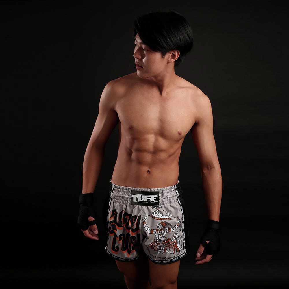 Quần Muay Thai Tuff New Retro Style Grey Hanuman Yantra with War Flag