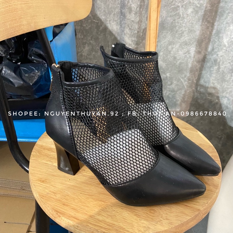 Bốt lưới mũi nhọn gót 7cm