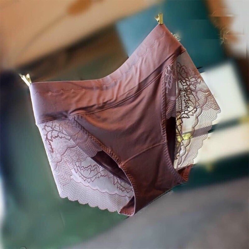 Quần lót cotton pha ren cạp cao gen bụng nhẹ 8889