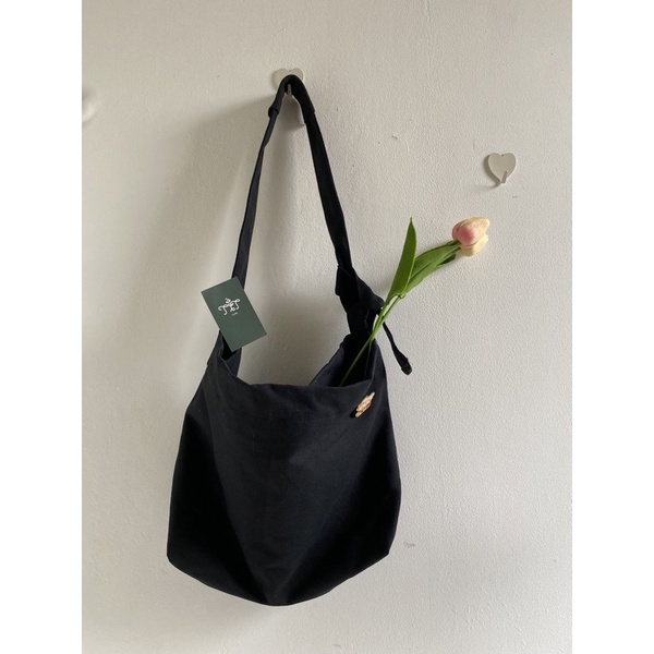 Túi Đeo Chéo Canvas Buộc Dây Knot Messenger Bag đeo chéo Unisex nam nữ size to (có sẵn, hình thật)