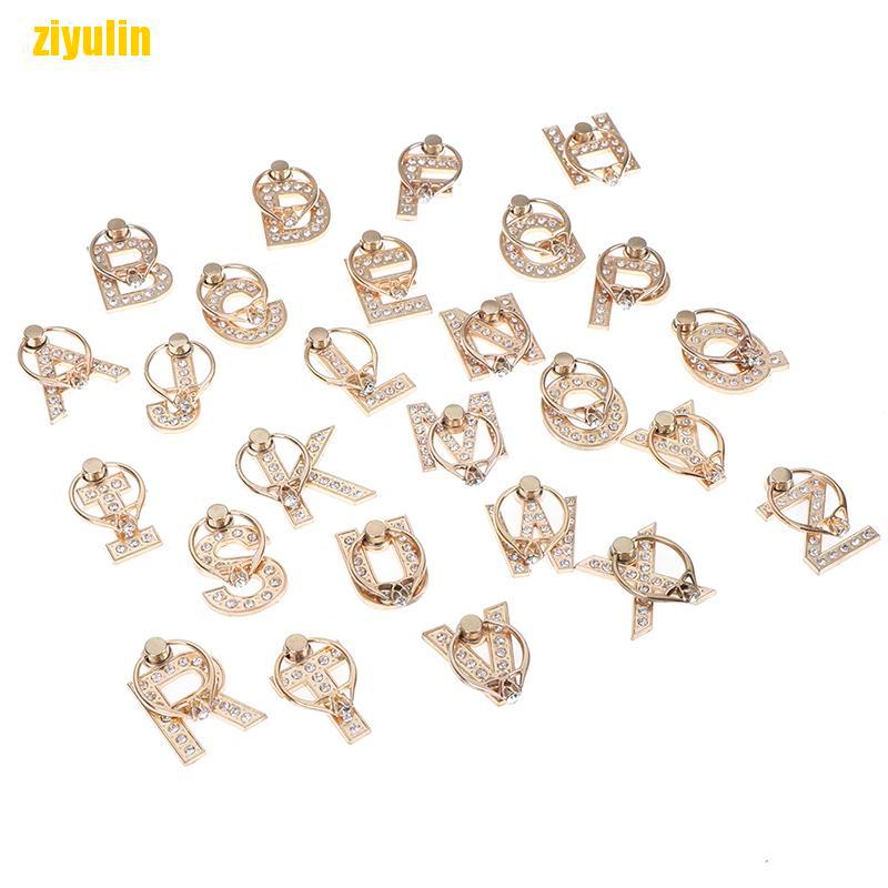 Giá Đỡ Điện Thoại Dạng Nhẫn Kim Loại Hình Chữ Cái Đính Kim Cương