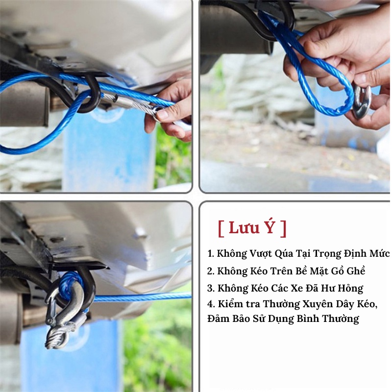 Cáp Kéo Xe Ô Tô - Dây Cáp Kéo Xe Lõi Kim Loại Siêu Bền ,Trọng Tải 5-7 Tấn CARZONE.TOP