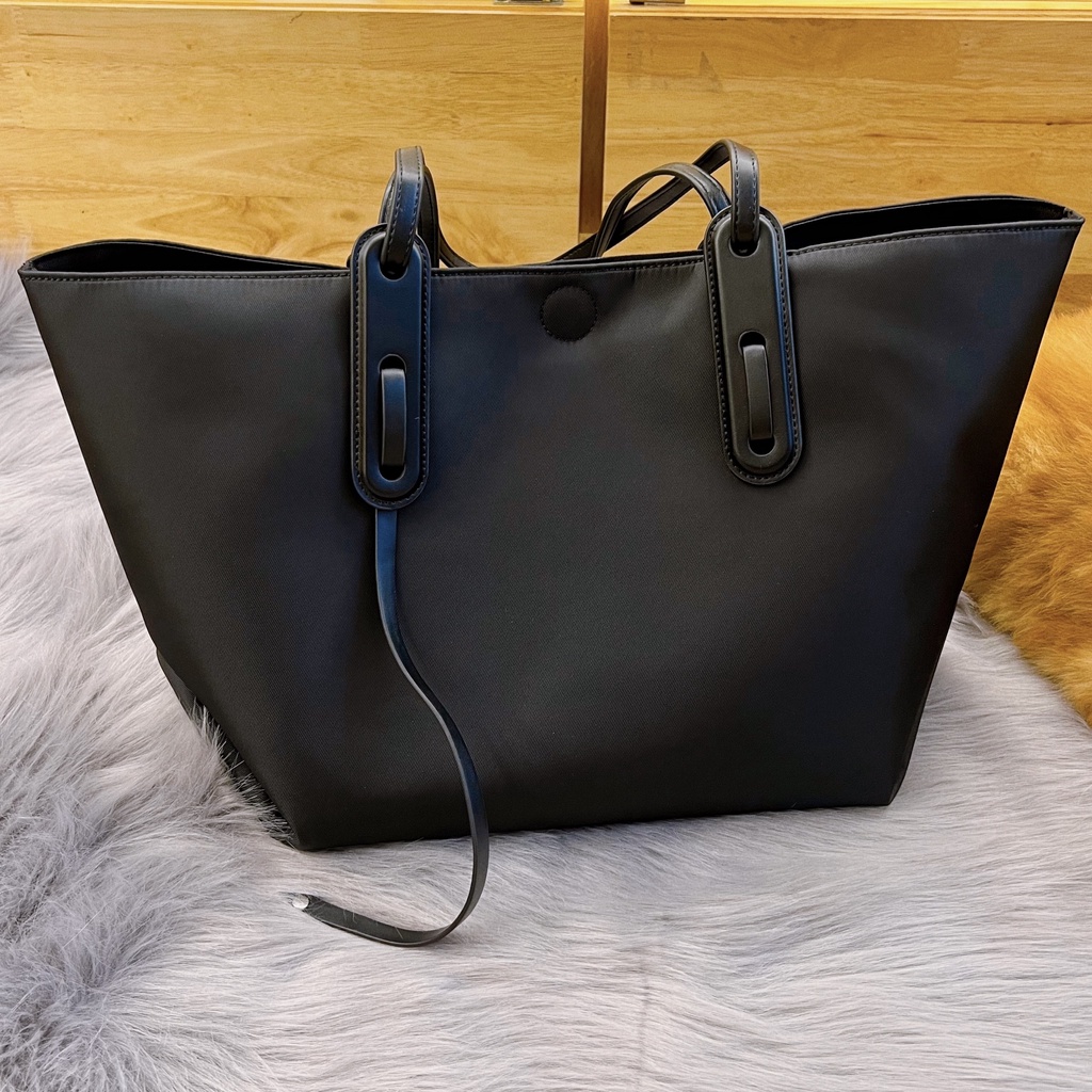 Black waterproof tote bag