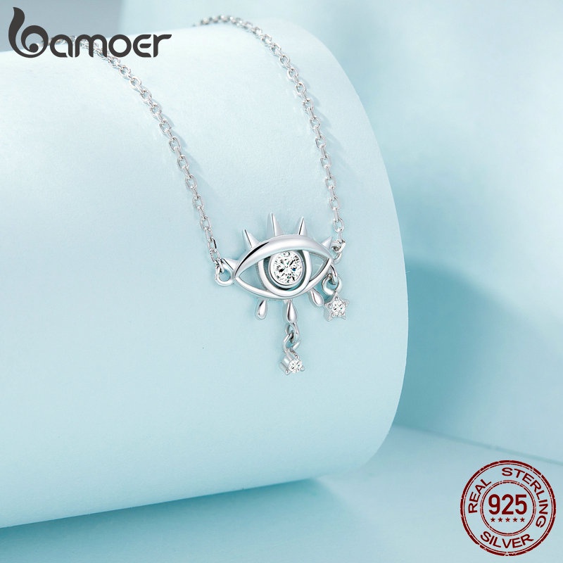 BAMOER Vòng cổ bạc 925 Mặt Hình Mắt Quỷ Thời Trang Cho Nữ