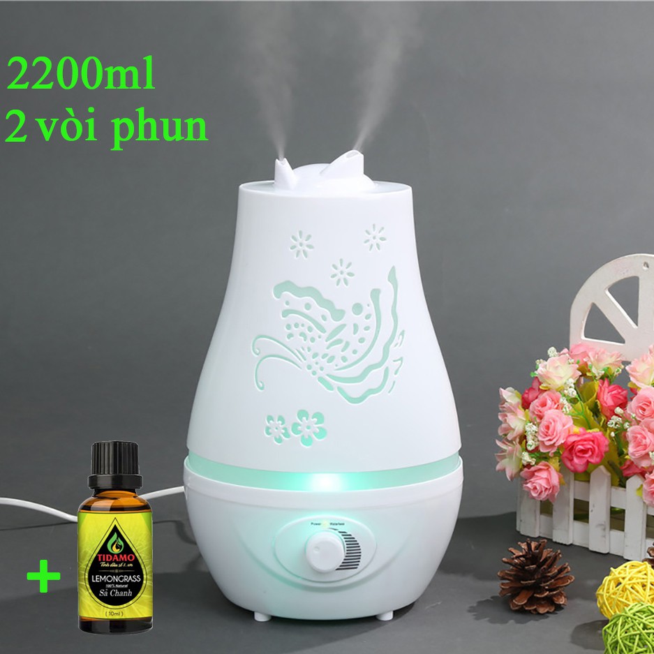 Máy Xông Tinh Dầu 2200ML Chuyên Dụng Cho Phòng Lớn + Tinh Dầu Sả Chanh TIDAMO - Máy Khuếch Tán Tinh Dầu Phun Sương Nano