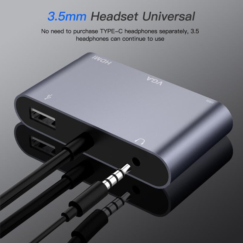 Bộ Chuyển Đổi 5 Trong 1 Usb C Hdmi Type C Sang Hdmi 4k Vga Usb3.0 Pd Cho Macbook Pro / Samsung | BigBuy360 - bigbuy360.vn