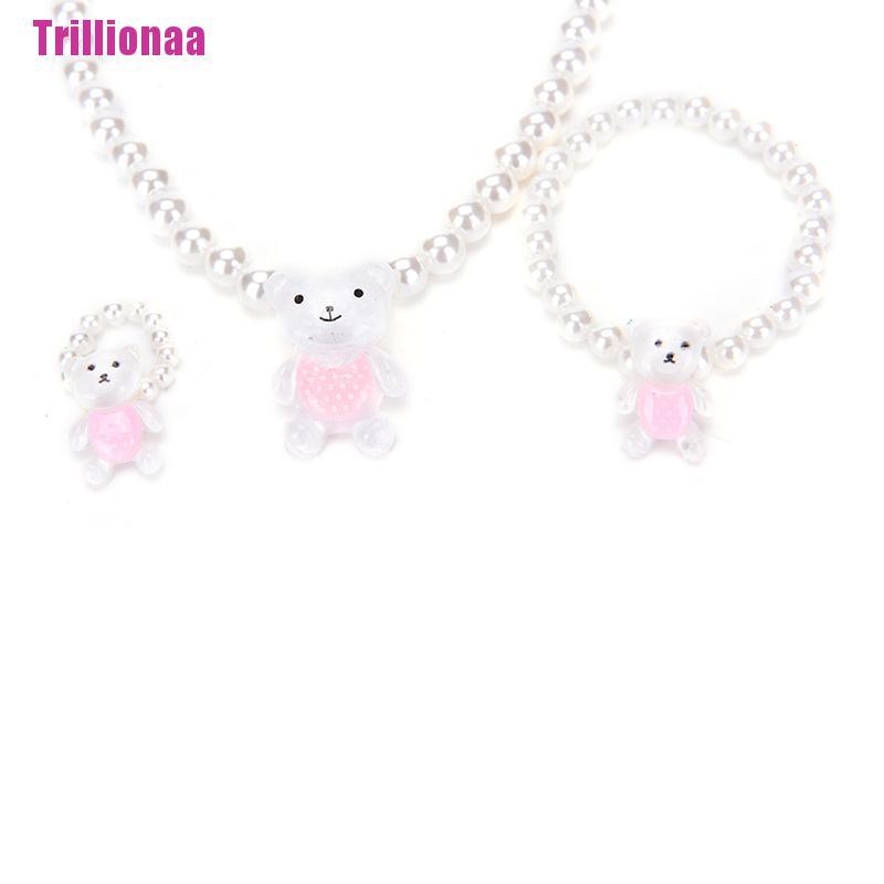 Set trang sức gồm dây chuyền / vòng tay / nhẫn ngọc trai xinh xắn cho bé