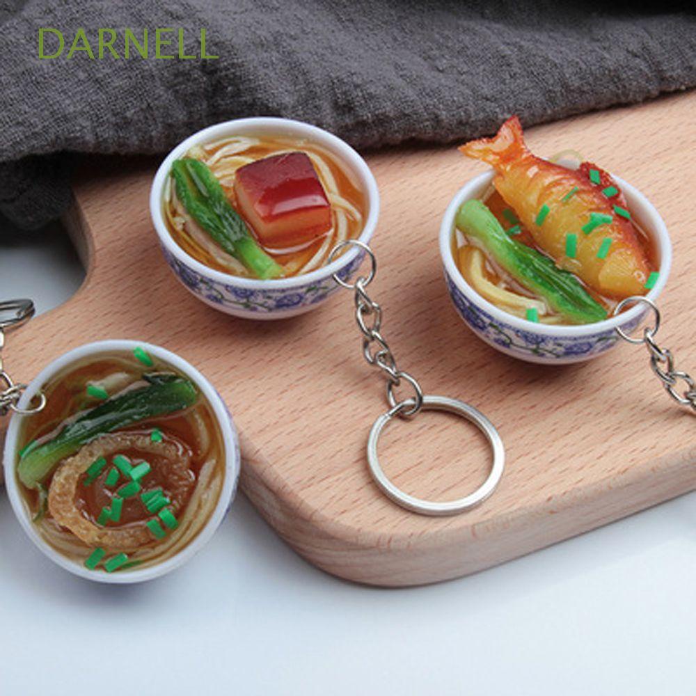 Móc khóa hình tô ăn mì mini sứ bằng nhựa màu xanh dương và trắng cho nhà búp bê