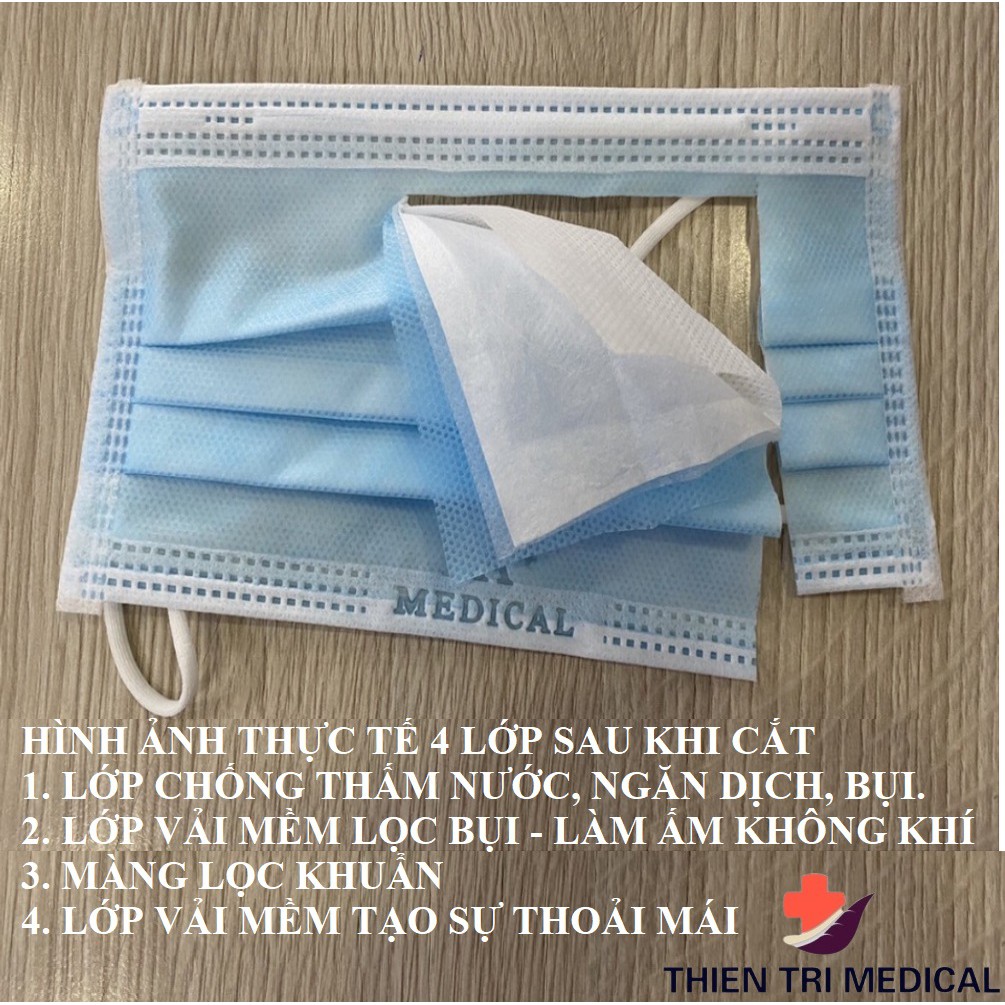 Khẩu trang y tế 4 lớp kháng khuẩn chính hãng - Có lớp lọc vi khuẩn