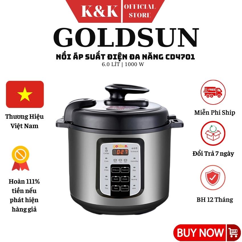 Nồi áp suất đa năng Goldsun CD4701, nồi ap suất điện dung tích 6 lít đa năng , hàng chính hãng | Bảo hành 12 tháng
