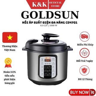 Nồi ap suất điện đa năng goldsun cd4701 - nồi ap suất điện 6l hầm cháo sương ngon mê ly hết ý bh 12 tháng