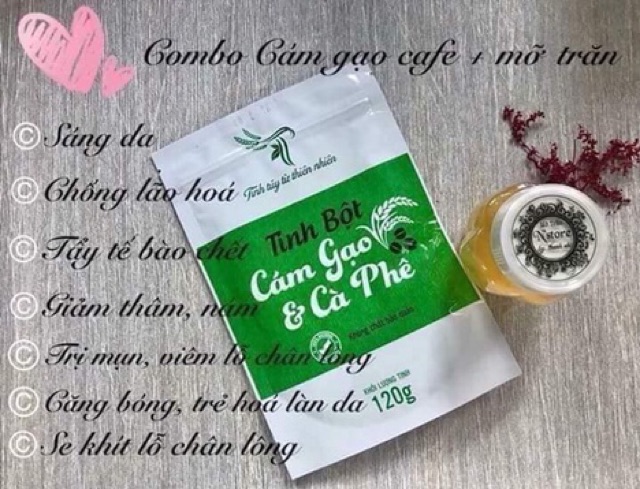 Combo bột cám gạo cafe+ mỡ trăn