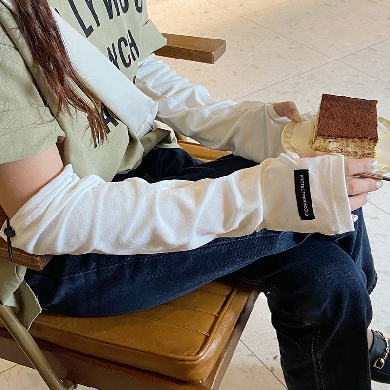 Găng tay chống nắng mùa hè dáng rộng in chữ phong cách Hàn Quốc cho nữ