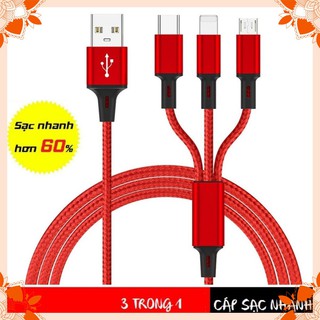 Cáp Sạc Nhiều Đầu Đa Năng | Dây Cáp Sạc 3 Đầu Thông Minh Dây Dù Cực Bền | Dây Sạc 3 in 1 | SAC3DAU phucle358