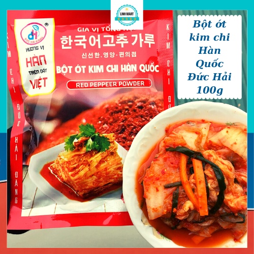 Bột ớt làm kim chi chuẩn vị Hàn Quốc, ớt bột làm kim chi Đức Hải 100g LINHMART