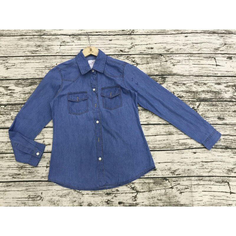 (5 size, big size) Áo sơ mi jean nữ tay dài Hollister