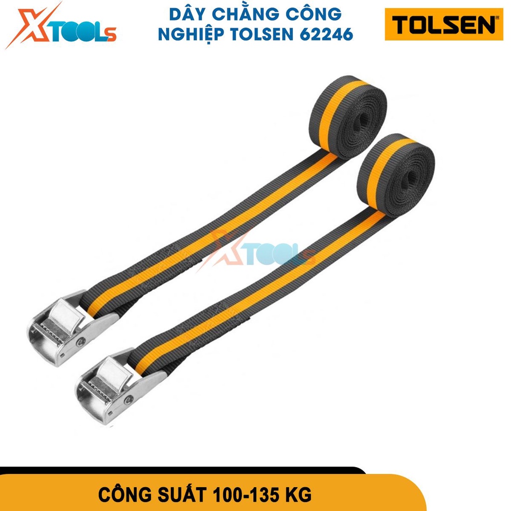 Bộ 2 dây chằng công nghiệp từ 2,5m-5m TOLSEN, kẹp bằng móc sắt, chất liệu dây bằng vải độ đàn hồi cao[CHÍNH HÃNG]XTOOLS]
