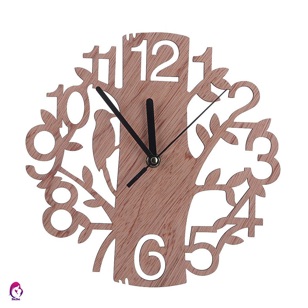 ♦♦ Fashion Wood Digital Wall Clock Home Living Room Bedroom Birds Tree Decoration Clocks