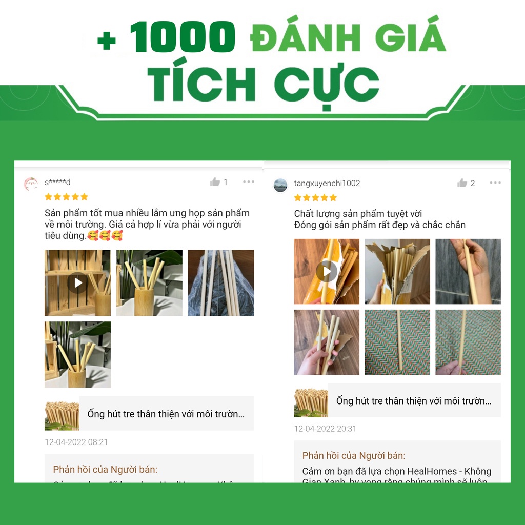 Ống hút tre chiều dài 17cm dùng cho nhà hàng, khách sạn, quà tặng doanh nghiệp sang trọng cao cấp loại 2 / HealHomes