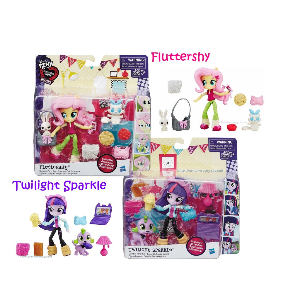 Set 2 HỘP 💈💈 Búp bê Pony 12cm & Thú cưng chủ đề Buổi tiệc ngủ  – My Little Pony Minis Playset