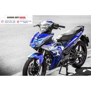 Tem trùm exciter 150 cá mập xanh trắng shark, độ team decal xe ex dán đời 2015-2020