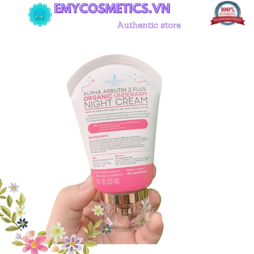 [Hàng Chuẩn - Mẫu Mới]Kem dưỡng trắng giảm thâm nách Alpha Arbutin 3 plus Organic Underarm Night Cream tuýp 50ml