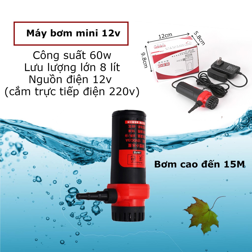 Máy bơm nước mini 12v dùng cho máy cắt rãnh tường, máy khoan nước, tưới cây, thay nước bể cá