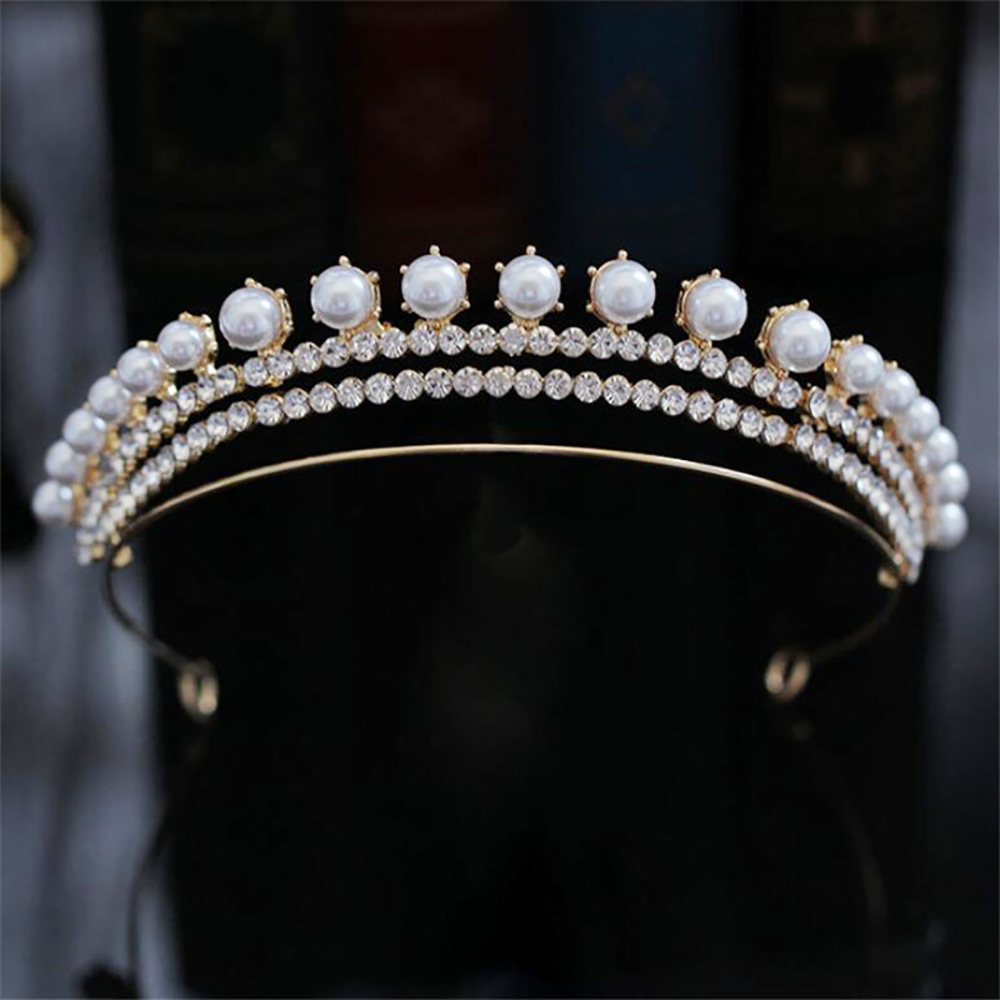 Cài tóc thiết kế kiểu vương miện đính đá ngọc trai nhân tạo thời trang dành cho nữ