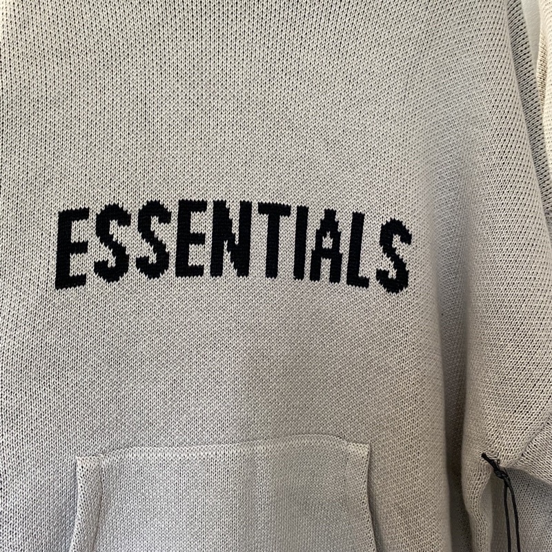 Áo hoodie len FEAR OF GOD FOG ESSENTIALS Knit Oatmeal cao cấp, Áo khoác có mũ form rộng ESSENTIALS len dệt kim oversize