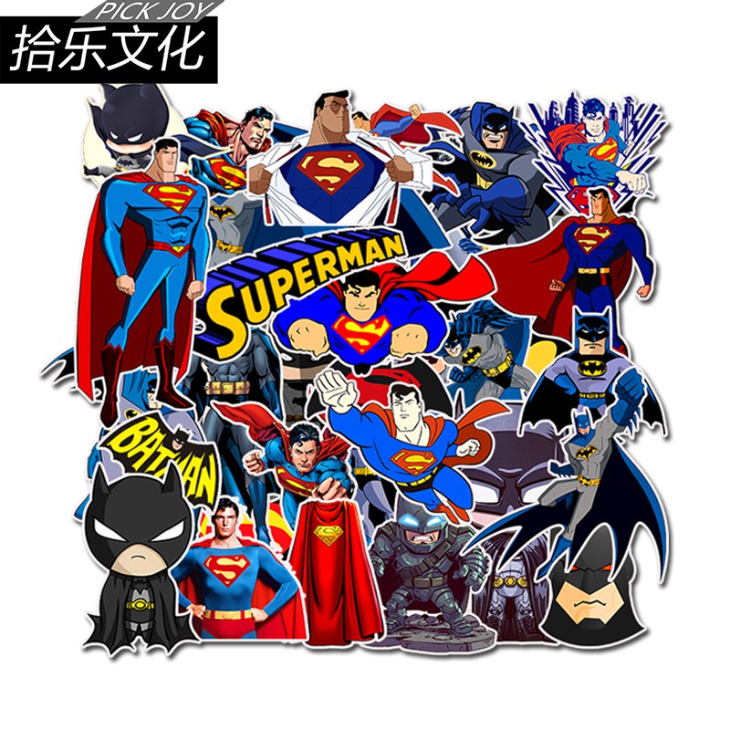 Bộ 45 miếng dán graffiti hình Superman/Batman cổ điển dễ thương