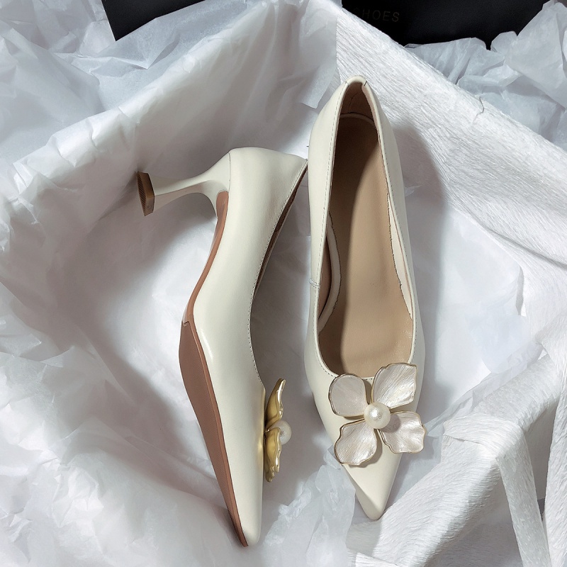 Giày Cao Gót Họa Tiết Hoa Phong Cách Retro Pháp Mới 2022 Cho Phù Dâu