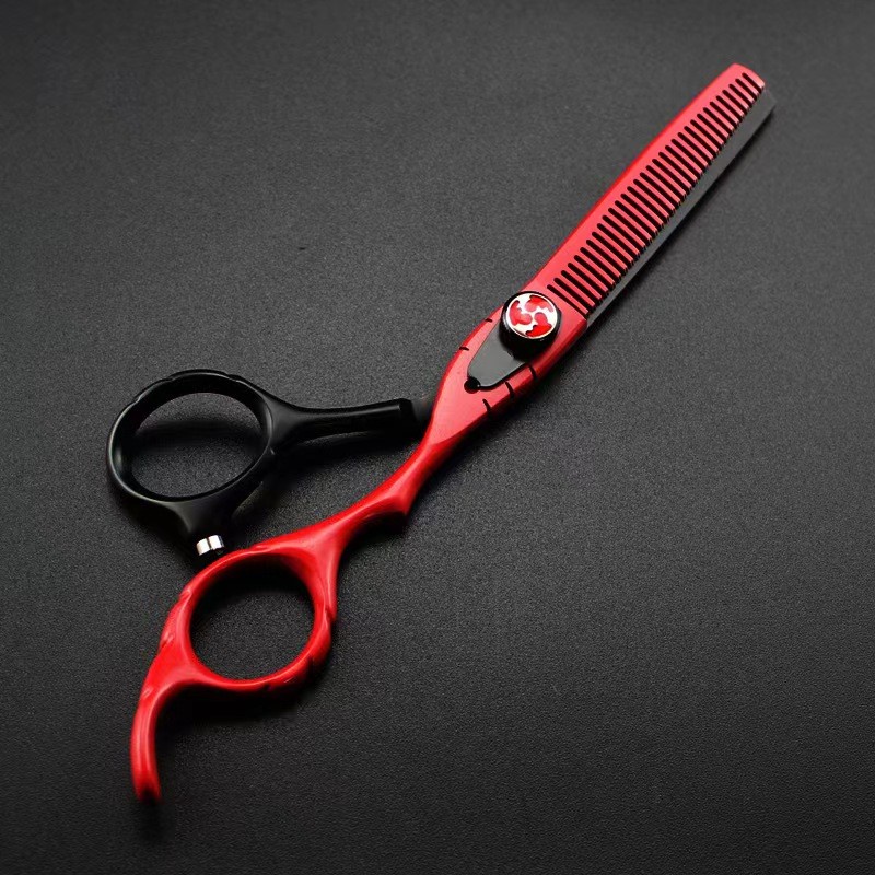 6.0 inch Bộ kéo cắt tóc Nhật Bản cao cấp màu đen đỏ với máy cạo râu,DÙng cho Salon - Barber Shop Kéo làm tóc chuyên nghiệp