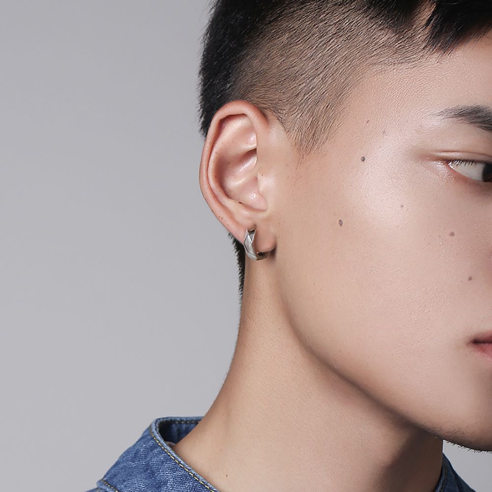 Khuyên Tai Tròn Bằng Hợp Kim Phong Cách Punk Hàn Quốc Đơn Giản Thời Trang Cho Nam