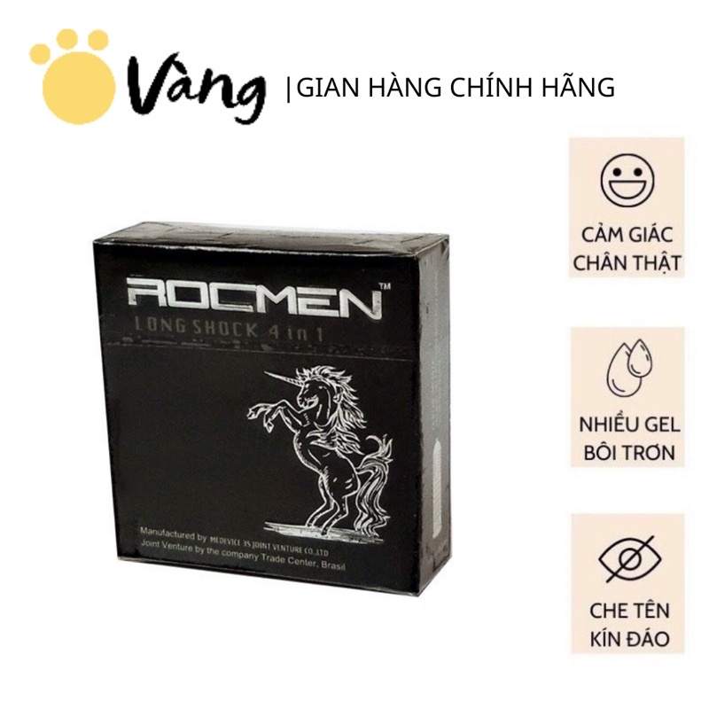 Bao Cao Su Gân Gai ROCMEN Long Shock Kéo Dài Thời Gian Hộp 3 Bao