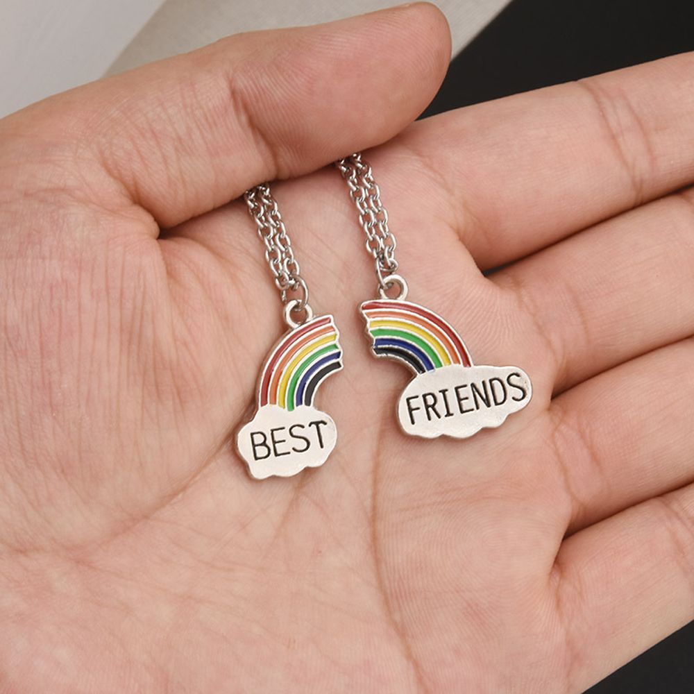 Vòng cổ mặt hình chữ Best Friend màu cầu vồng dễ thương phong cách cổ điển thời trang cho cặp đôi