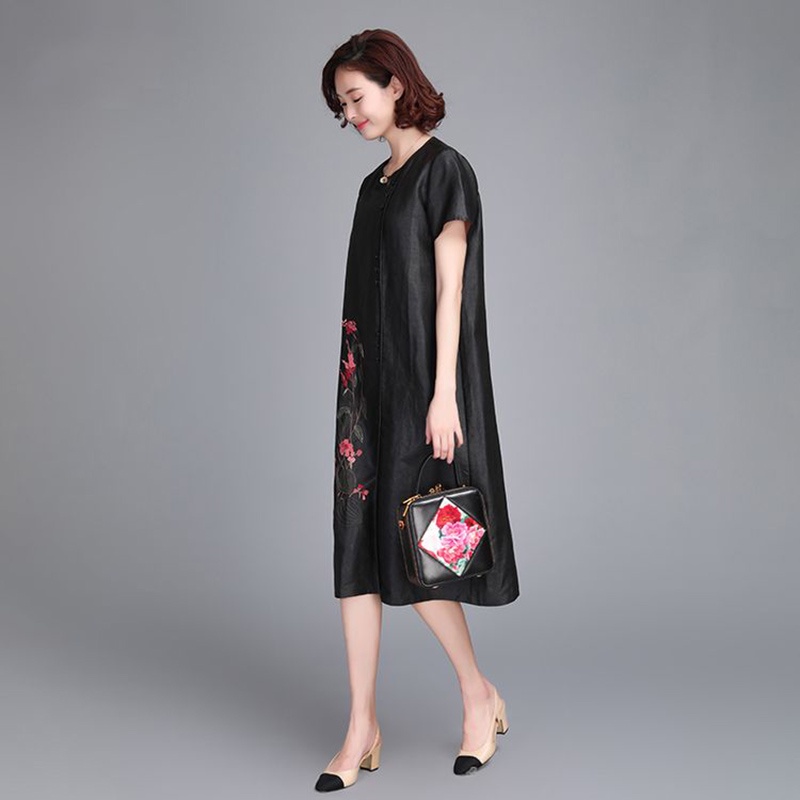 Đầm trung niên sang trong phong cách Hàn Châu bigsize cao cấp cho mẹ dự tiệc dáng suông đẹp D218 - WB WOMAN &amp; BEAUTY