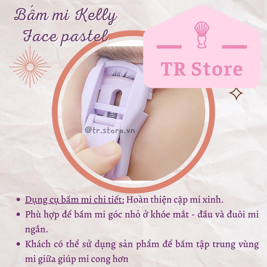 Bộ đôi bấm mi mini Kelly Face pastel họa tiết chân mèo dạng nhựa