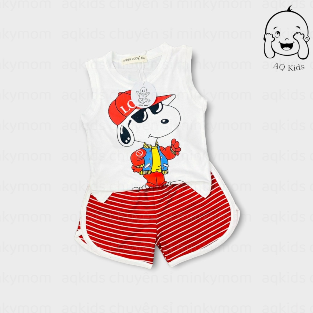 [BÉ 7-30kg] Bộ ba lỗ bé trai bé gái vải thun lạnh - hàng chính hãng Minlybaby Size 80-170 cho bé Unibaby BLQS