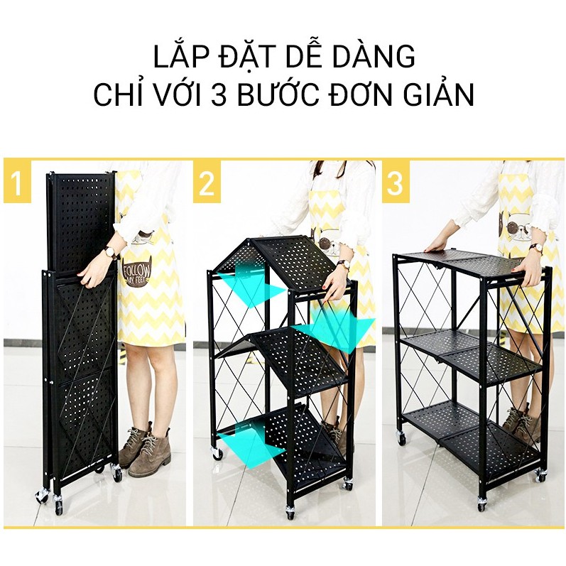 Kệ Sắt GẤP GỌN ĐA NĂNG 3 4 5 TẦNG Nhà Bếp Thông Minh tải trọng 200kg mẫu mới 2021  V125V