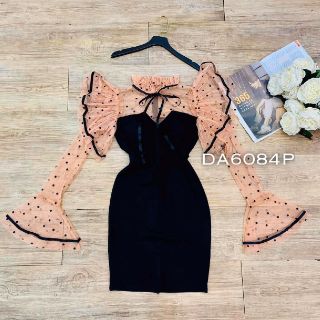 ĐẦM BODY PHỐI TAY LƯỚI BI (xả kho)
