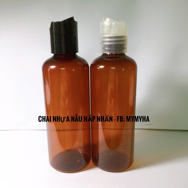 Chai nhựa nâu nắp nhấn trắng/đen dùng đựng toner