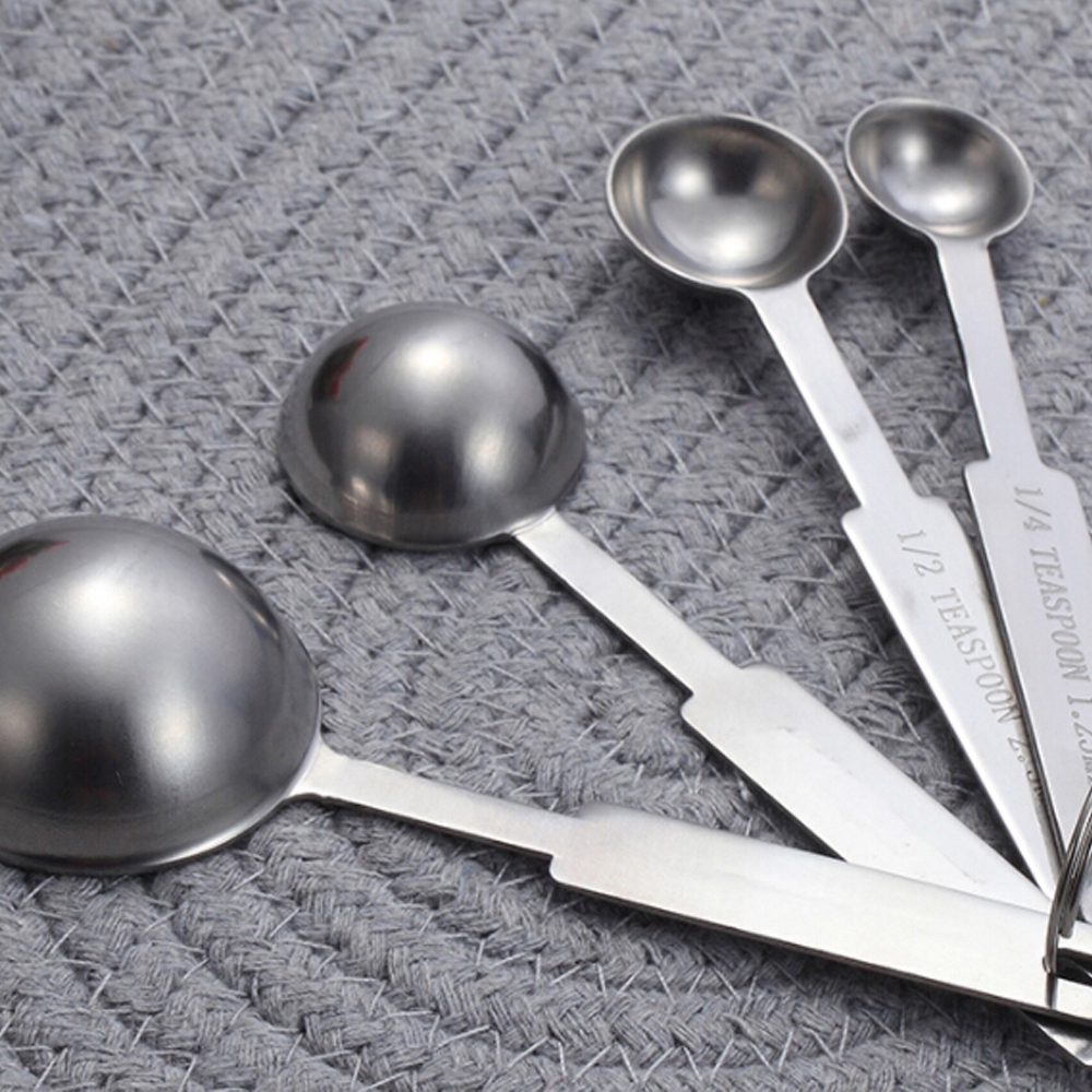 Set 4 muỗng/cốc đo lường chất liệu thép không gỉ dung tích 60/80/120/235ml tiện lợi