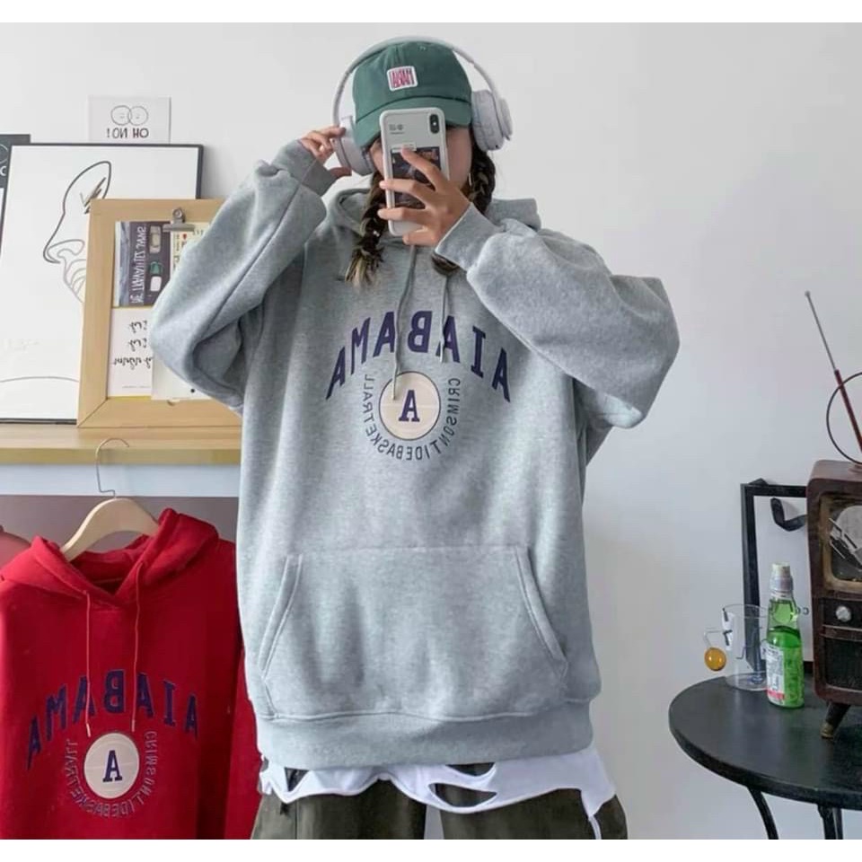 Áo Hoodie NỈ UNISEX họa tiết in chữ AIABAMA chữ A cực đẹp, Áo Hoodie Freesize Nỉ Dày Mềm Mịn Dễ Thương